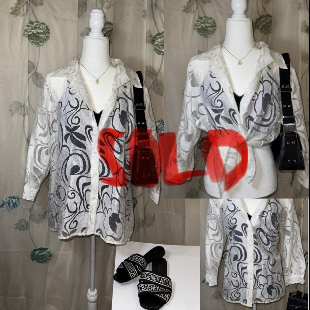 Women’s Blouse True Vintage Y2K Summer button up oversized beach night white